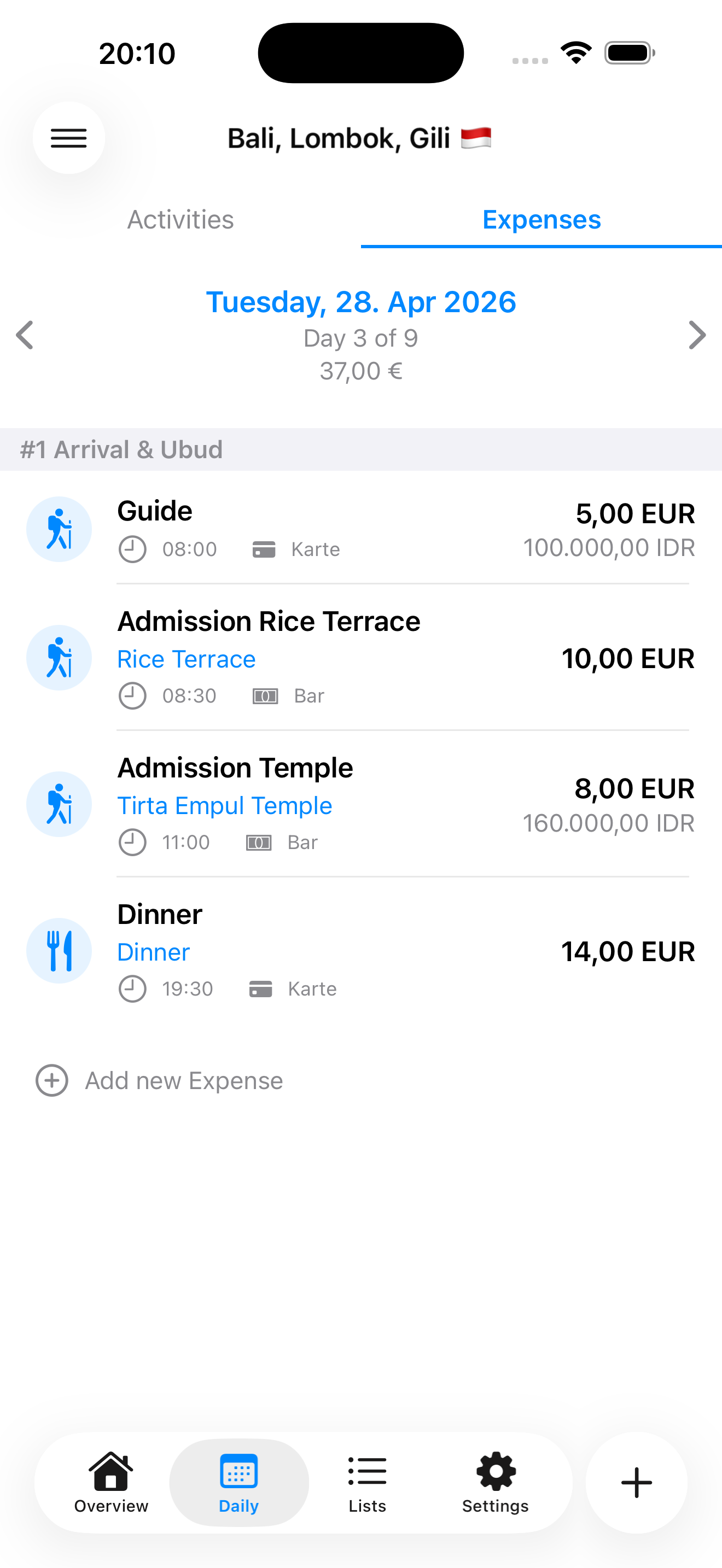 Daily Expenses
